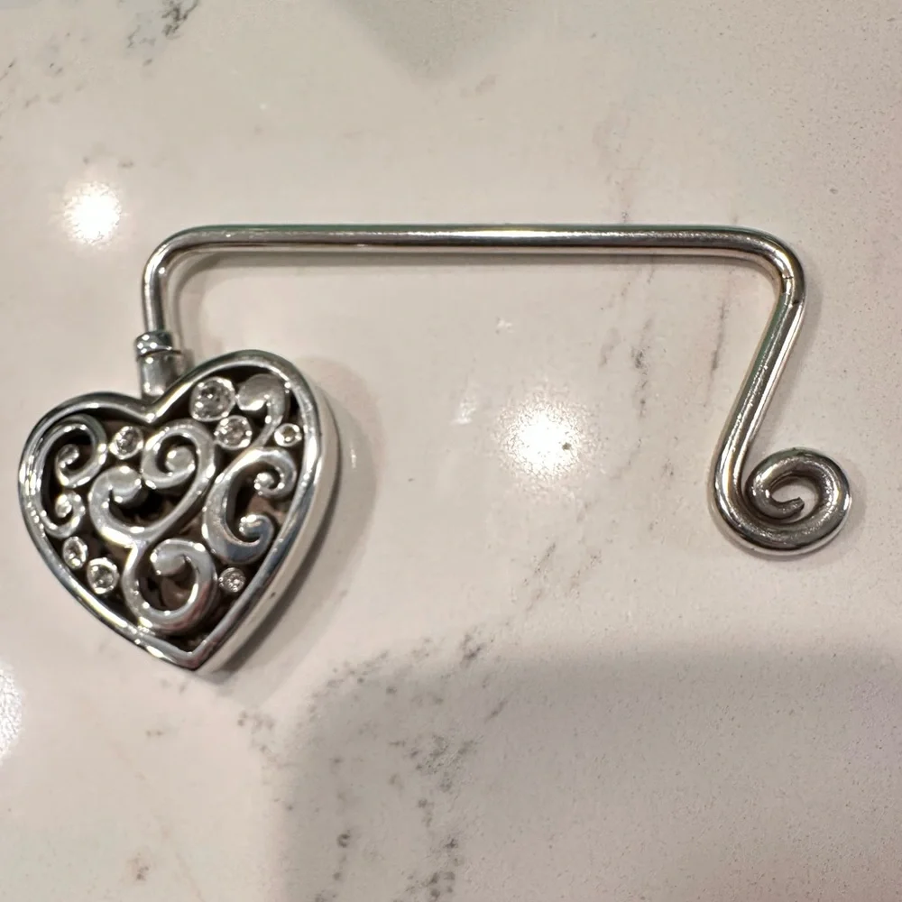 Brighton Handbag Hook, Rhinestone Heart Purse Hook - Picture 3 of 5